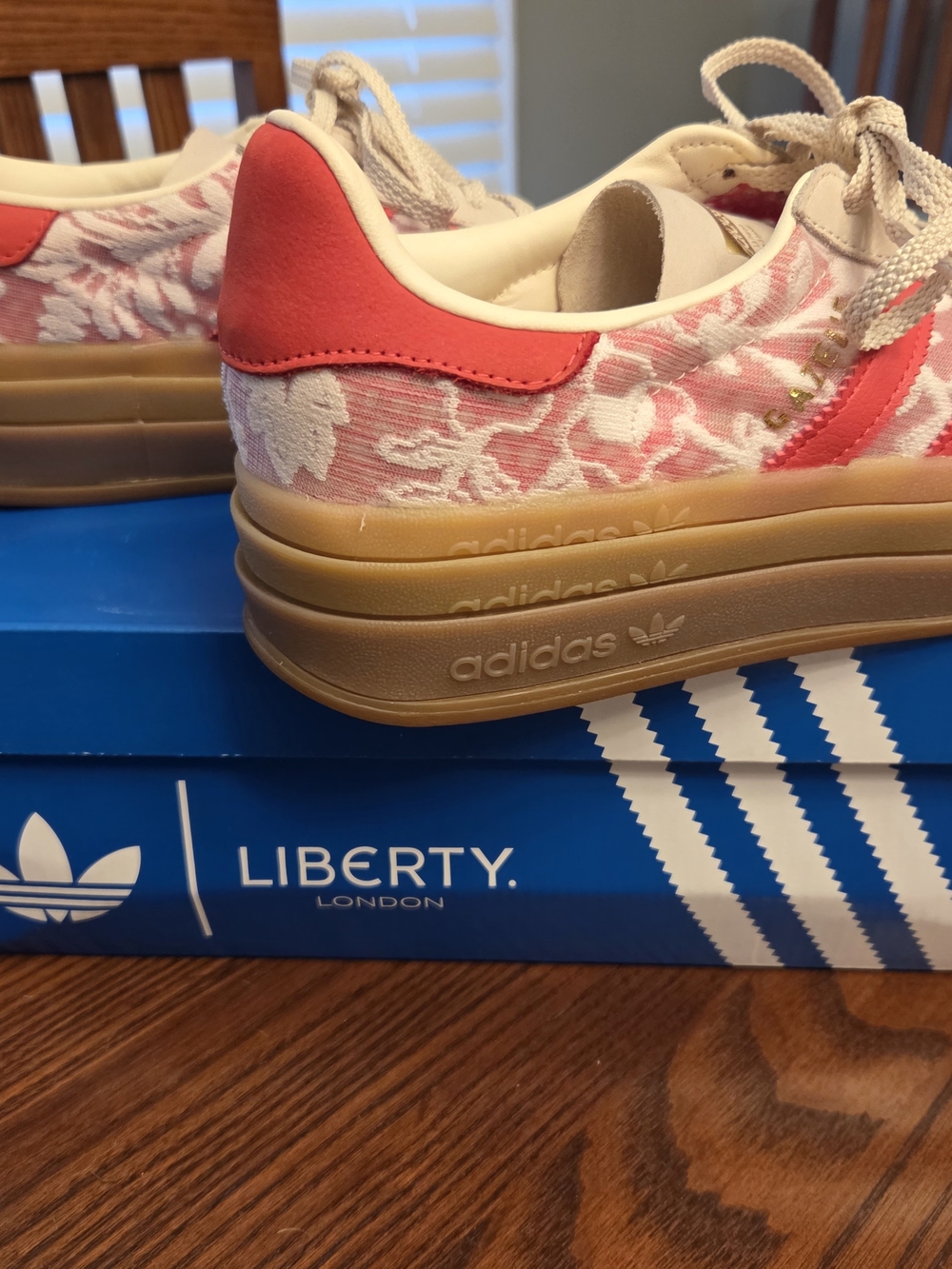 Adidas Liberty London Gazelle Women’s Red Lace-Pattern Sneakers - Picture 5 of 8